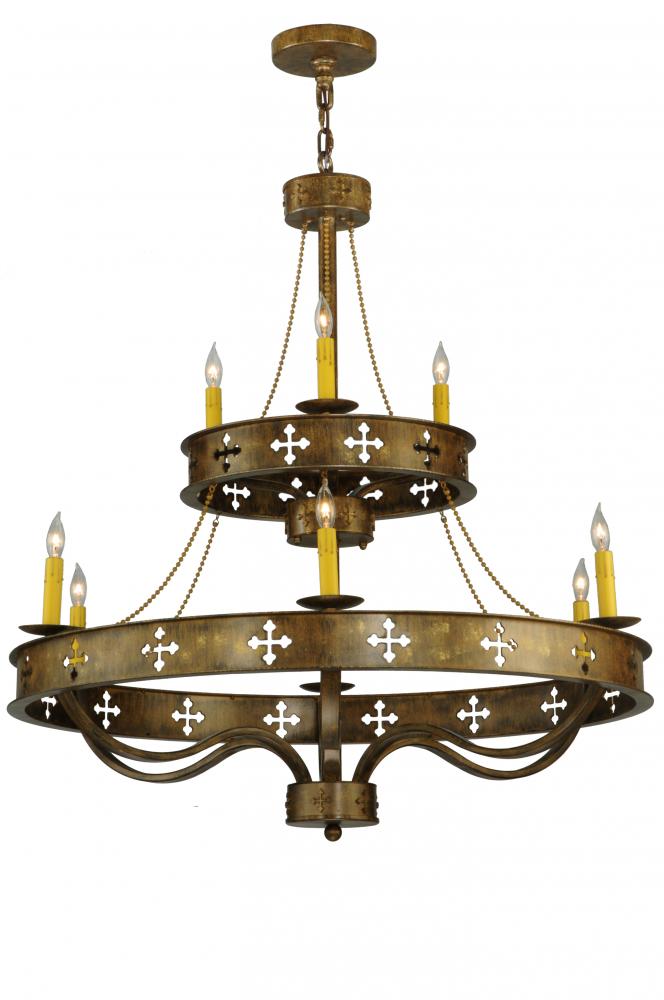 37.5"W Byzantine 9 LT Two Tier Chandelier