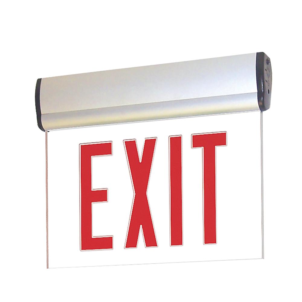 Surface Adjustable LED Edge-Lit Exit Sign, AC only, 6" Red Letters, Single Face / Clear Acrylic,