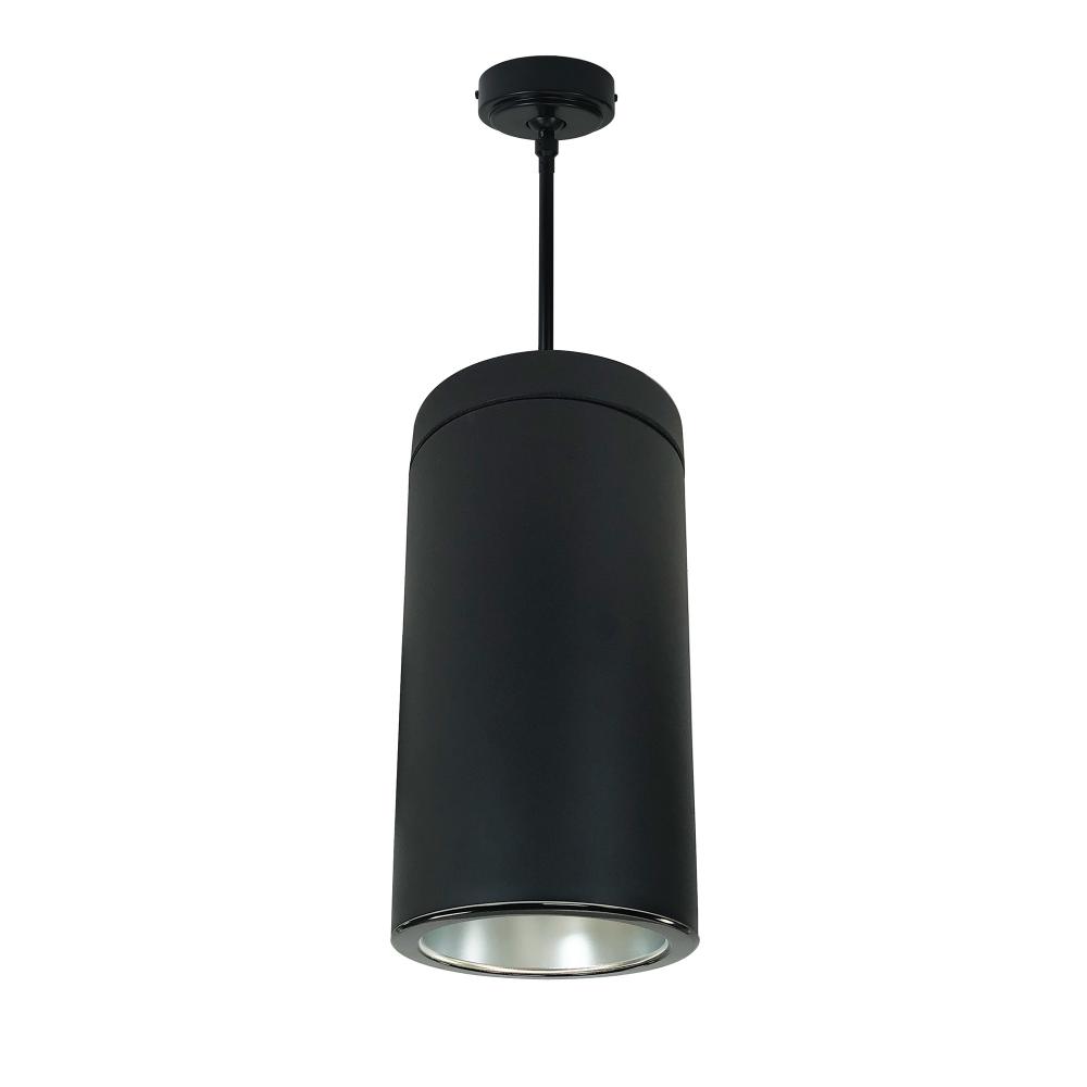 6" Sapphire III Pendant Mount Black Cylinder, Diffused Clear Reflector/Black Flange, 120-277;