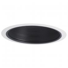 Nora NTM-30 - 6" BR/PAR30 Stepped Baffle w/ Plastic Ring, Black/White