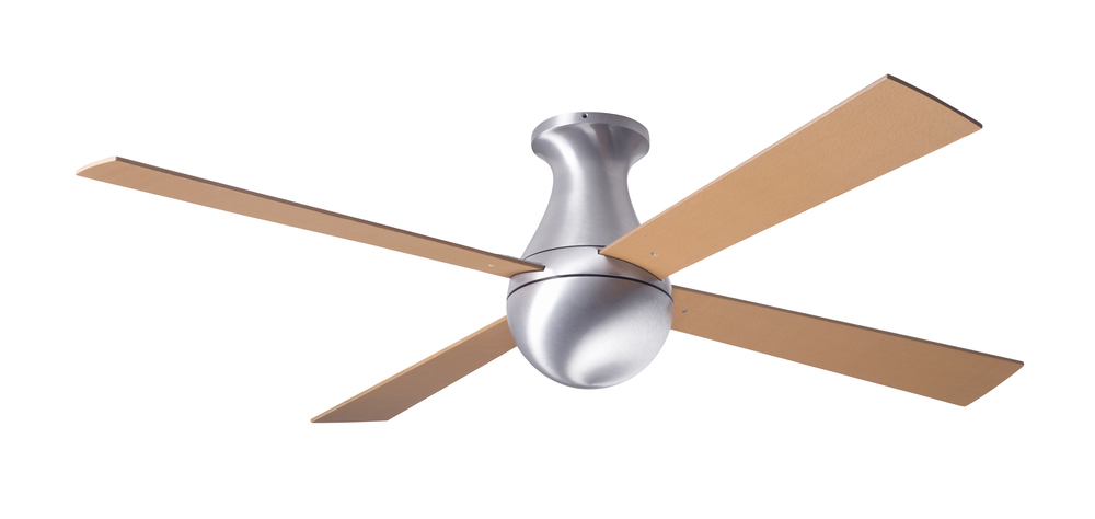 Ball Flush Fan; Brushed Aluminum Finish; 52" Maple Blades; No Light; Fan Speed Control