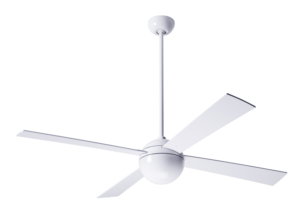 Ball Fan; Gloss White Finish; 52" Aluminum Blades; No Light; Fan Speed Control