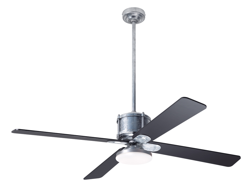 Industry DC Fan; Galvanized Finish; 50" Black Blades; 20W LED Open; Remote Control