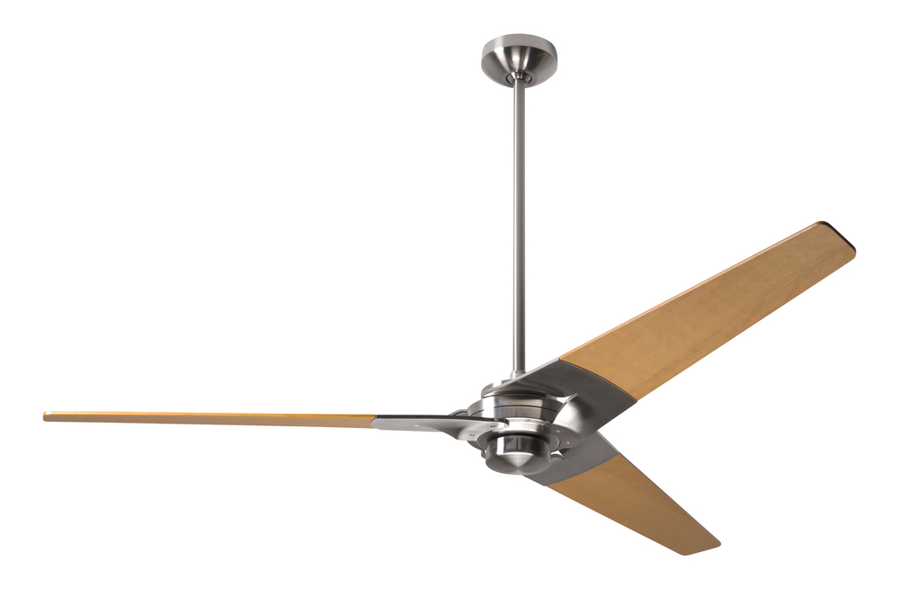 Torsion Fan; Bright Nickel Finish; 62" Maple Blades; No Light; Fan Speed and Light Control (3-wi