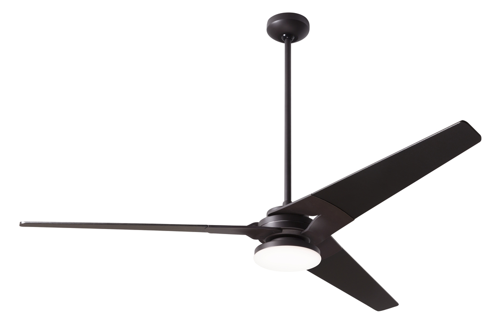 Torsion Fan; Dark Bronze Finish; 62" Black Blades; 20W LED; Fan Speed and Light Control (3-wire)