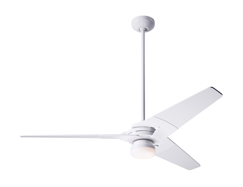 Torsion Fan; Gloss White Finish; 52" Nickel Blades; 17W LED; Fan Speed and Light Control (3-wire