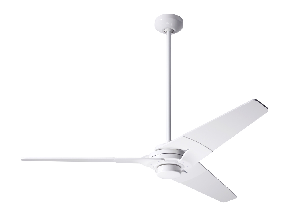 Torsion Fan; Gloss White Finish; 52" Black Blades; No Light; Fan Speed Control