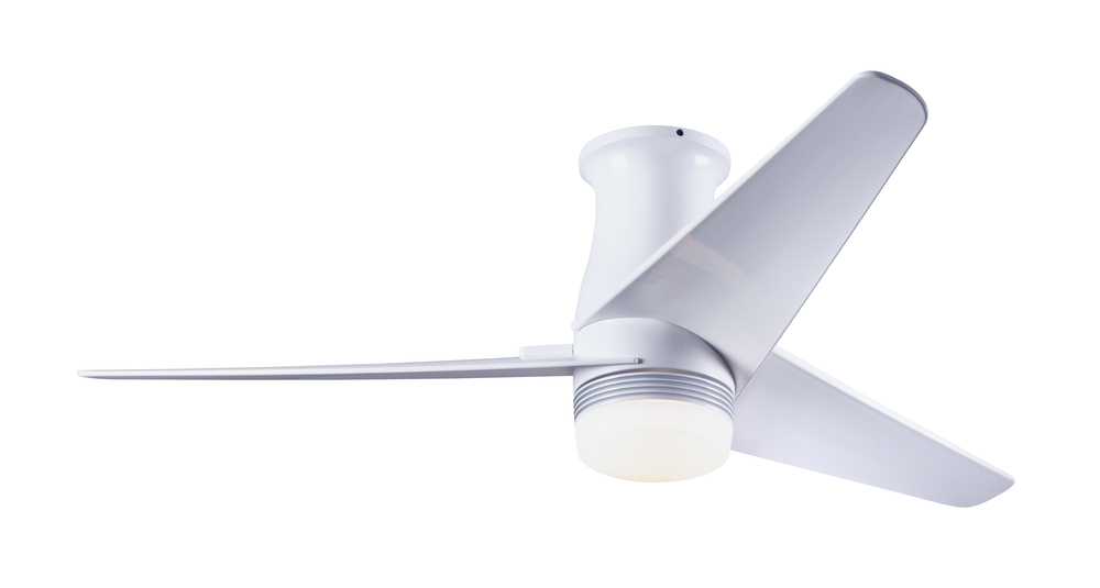 Velo Flush DC Fan; Gloss White Finish; 48" Nickel Blades; 17W LED; Handheld Remote Control