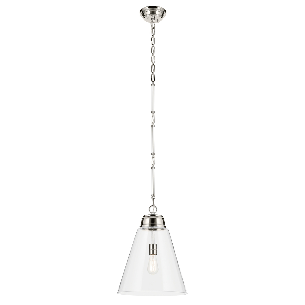 Marsailli 19.75" 1-Light Large Pendant with Clear Glass in Brushed Nickel