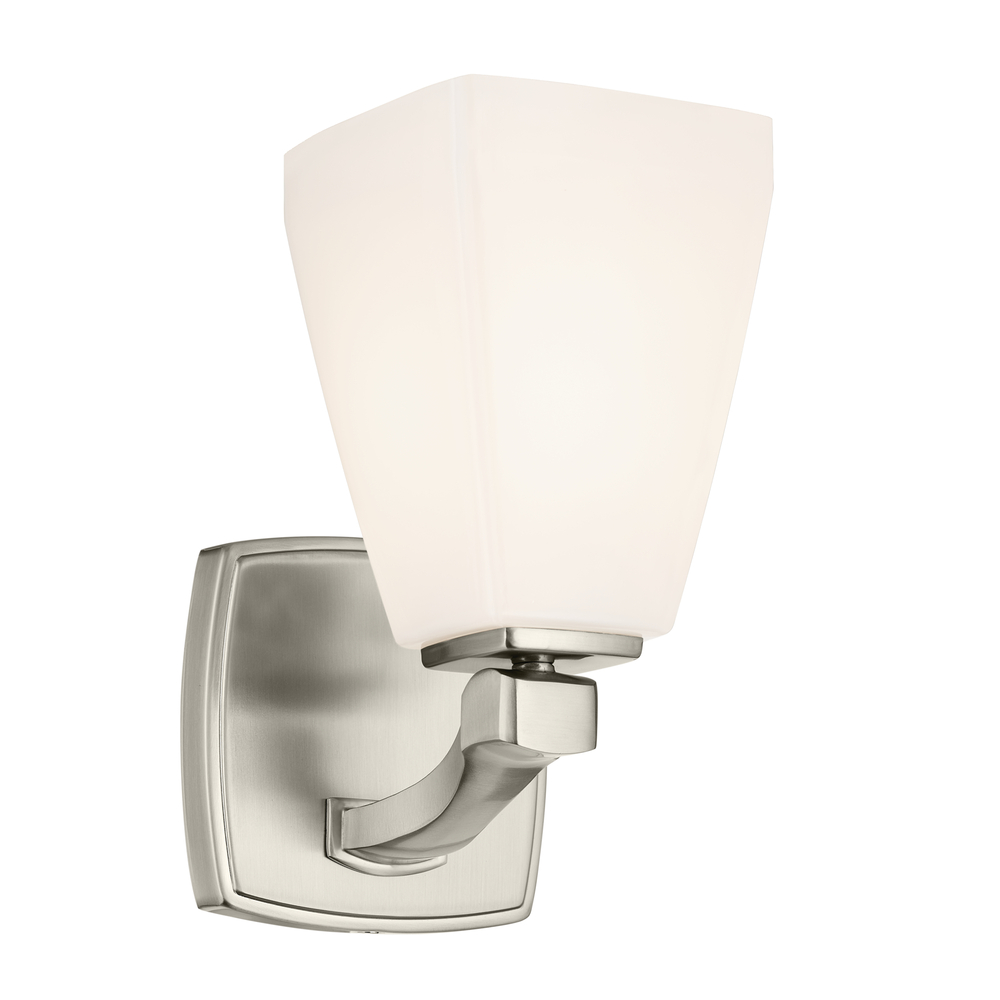 Marant 9.5" 1-Light Wall Sconce with Opal Glass in Brushed Nickel