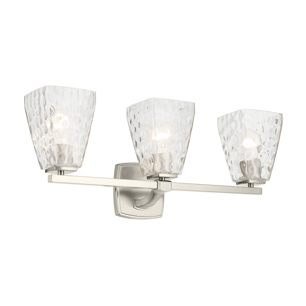 Marant 23.75" 3-Light Vanity Light with Clear Water Glass in Brushed Nickel