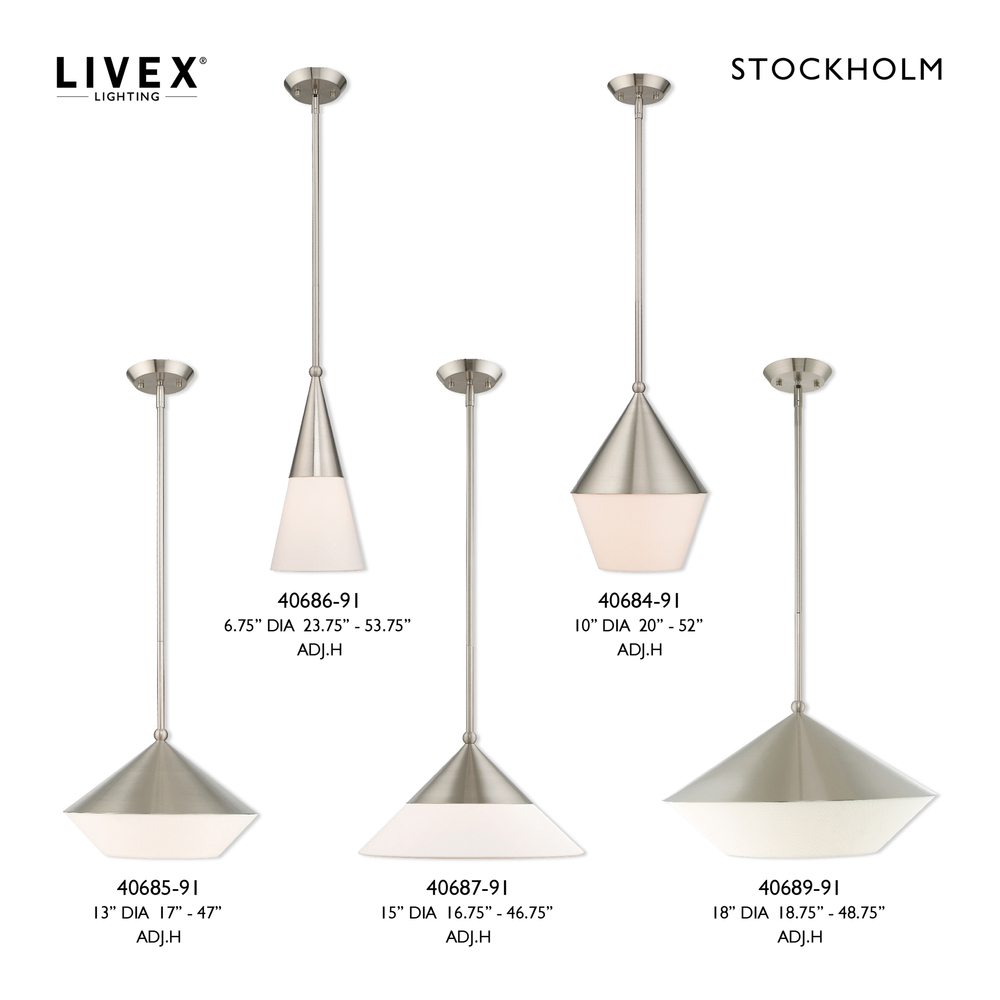 1 Lt Brushed Nickel Pendant