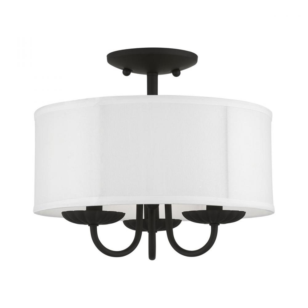 3 Light Black Semi-Flush Mount