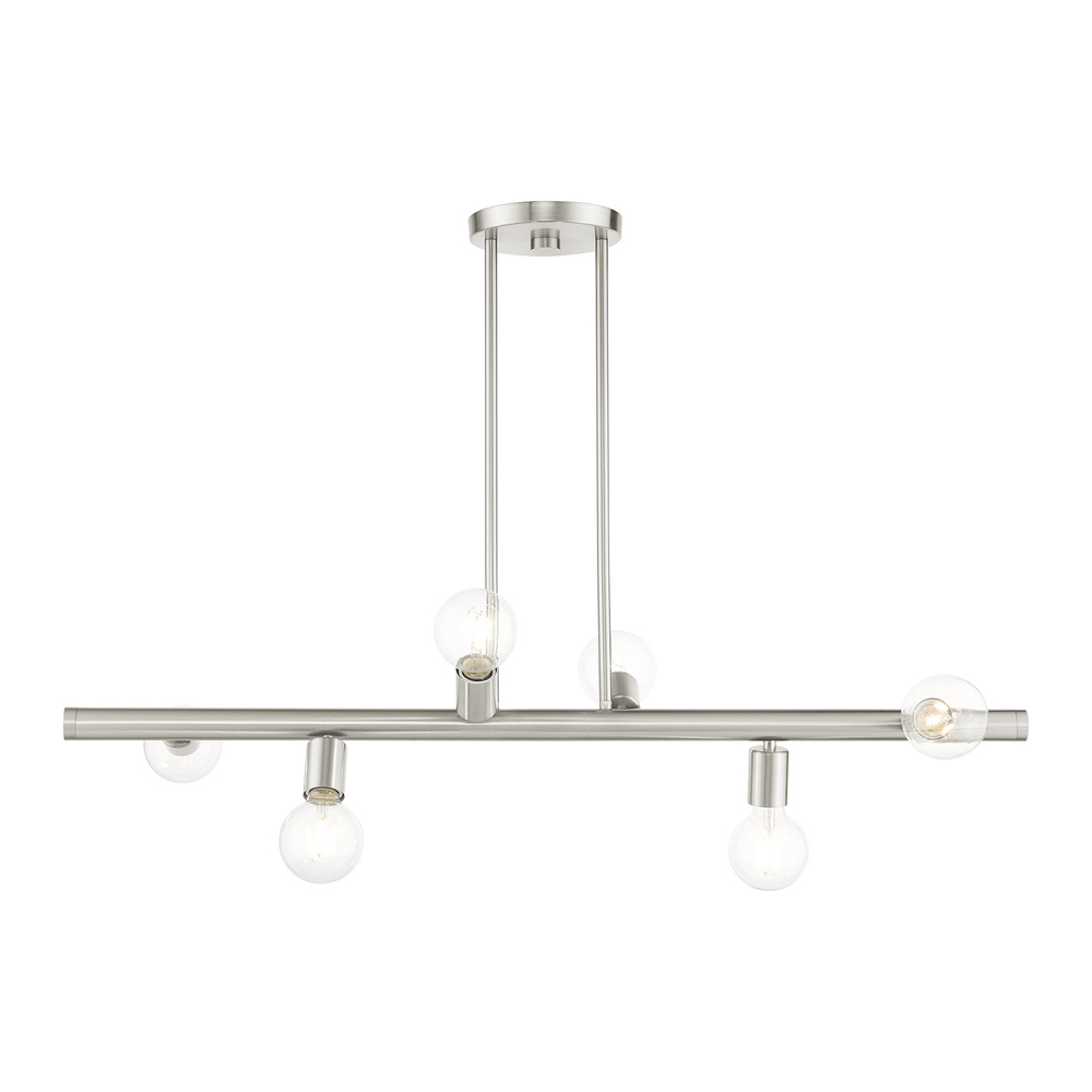 6 Lt Brushed Nickel Linear Chandelier