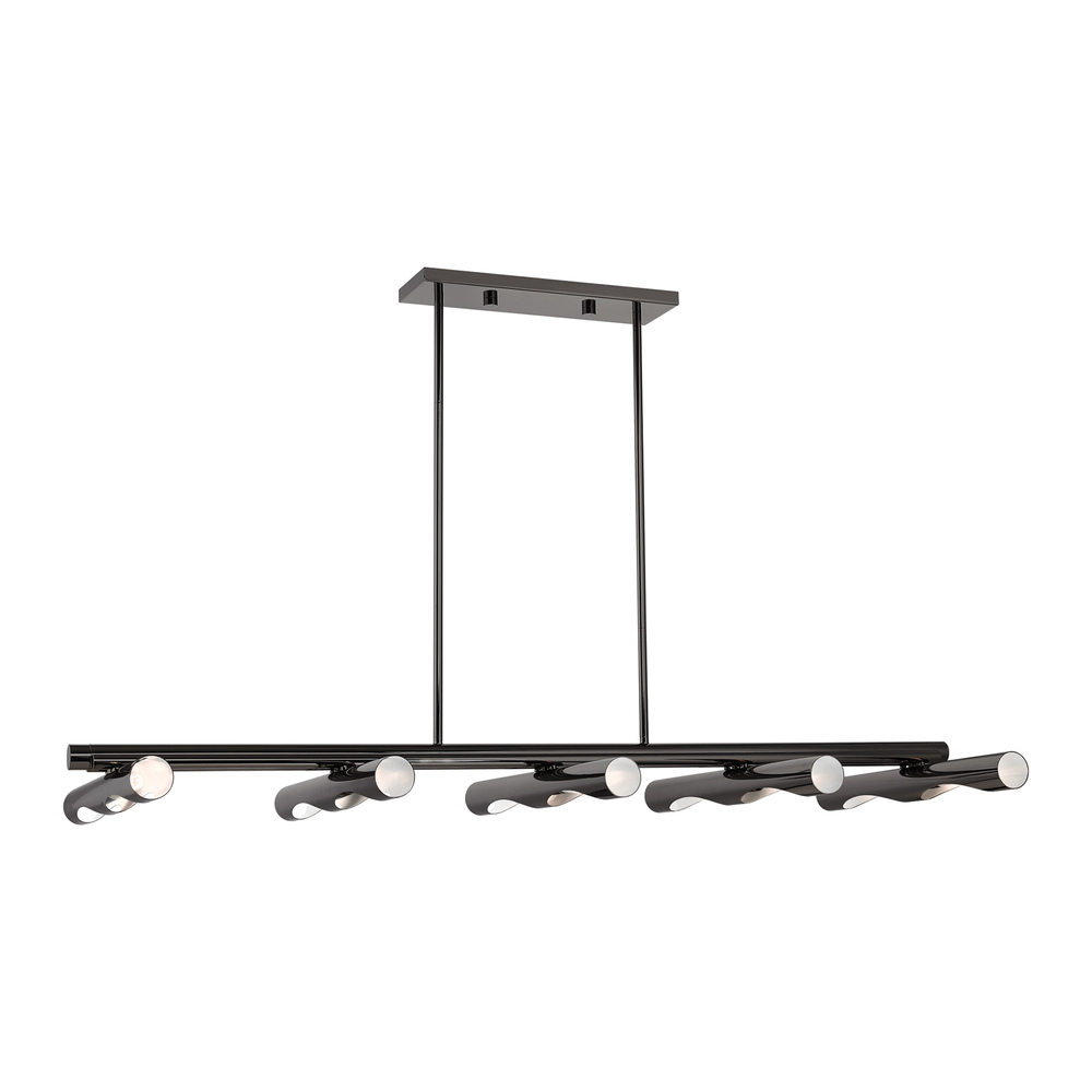 10 Lt Black Chrome Linear Chandelier