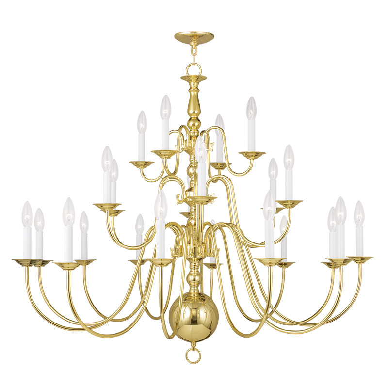 22 Light Polished Brass Chandelier