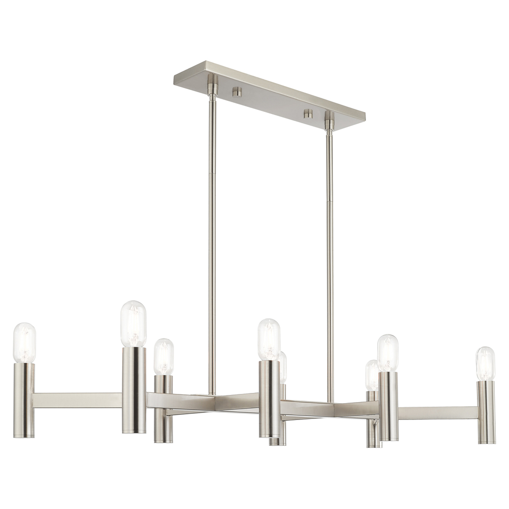 8 Lt Brushed Nickel Linear Chandelier