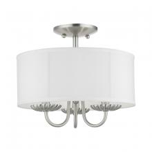 Livex Lighting 42987-91 - 3 Light Brushed Nickel Semi-Flush Mount