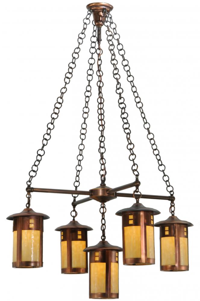 36" Wide Fulton Prairie Loft 5 Light Chandelier