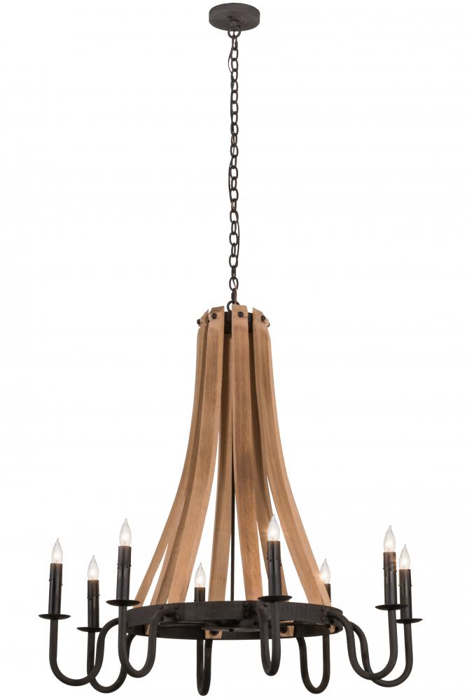 42"W Barrel Stave Madera 8 LT Chandelier