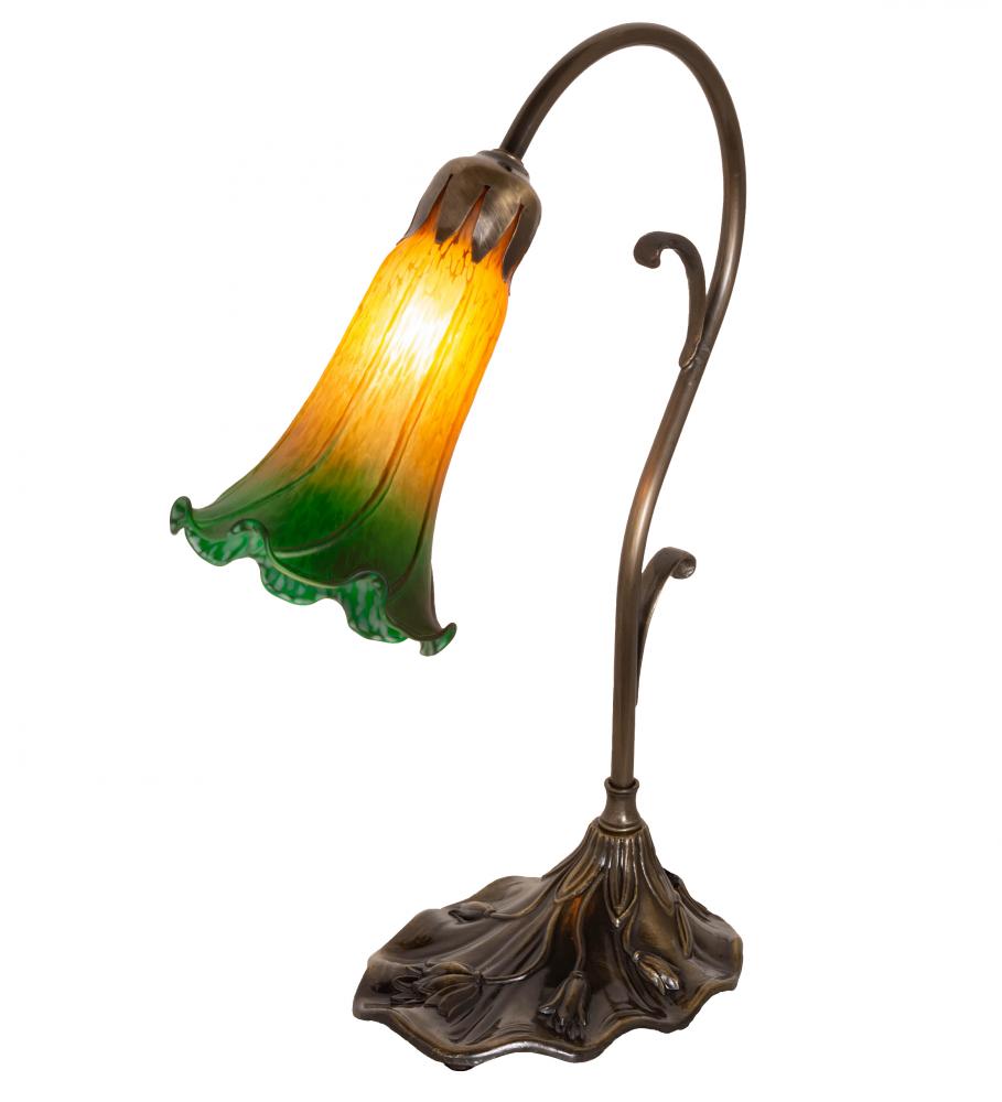 15" High Amber/Green Tiffany Pond Lily Accent Lamp