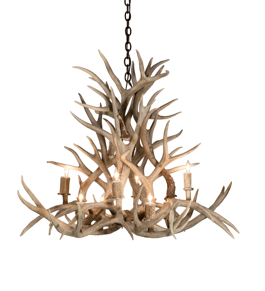 38" Wide Antlers Mule Deer 8 Light Chandelier