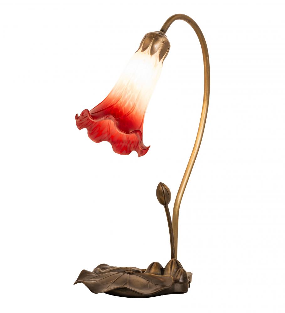 16" High Red/White Tiffany Pond Lily Accent Lamp