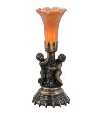 Meyda Blue 11021 - 13" High Amber Tiffany Pond Lily Twin Cherub Accent Lamp