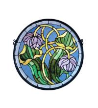 Meyda Blue 11093 - 17"W X 17"H Pitcher Plant Medallion Stained Glass Window