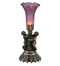 Meyda Blue 11129 - 13" High Lavender Pond Lily Twin Cherub Mini Lamp