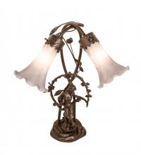 Meyda Blue 142212 - 17" High Gray Tiffany Pond Lily 2 Light Trellis Girl Accent Lamp