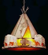 Meyda Blue 31931 - 24"W Teepee W/Buffalo Pendant