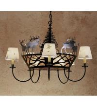 Meyda Blue 49168 - 34" Wide Elk on the Loose 5 Light Chandelier