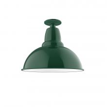 Montclair Light Works FMB107-42-W14-L13 - 14" Cafe LED Flush Mount Light with wire grill in Forest Green