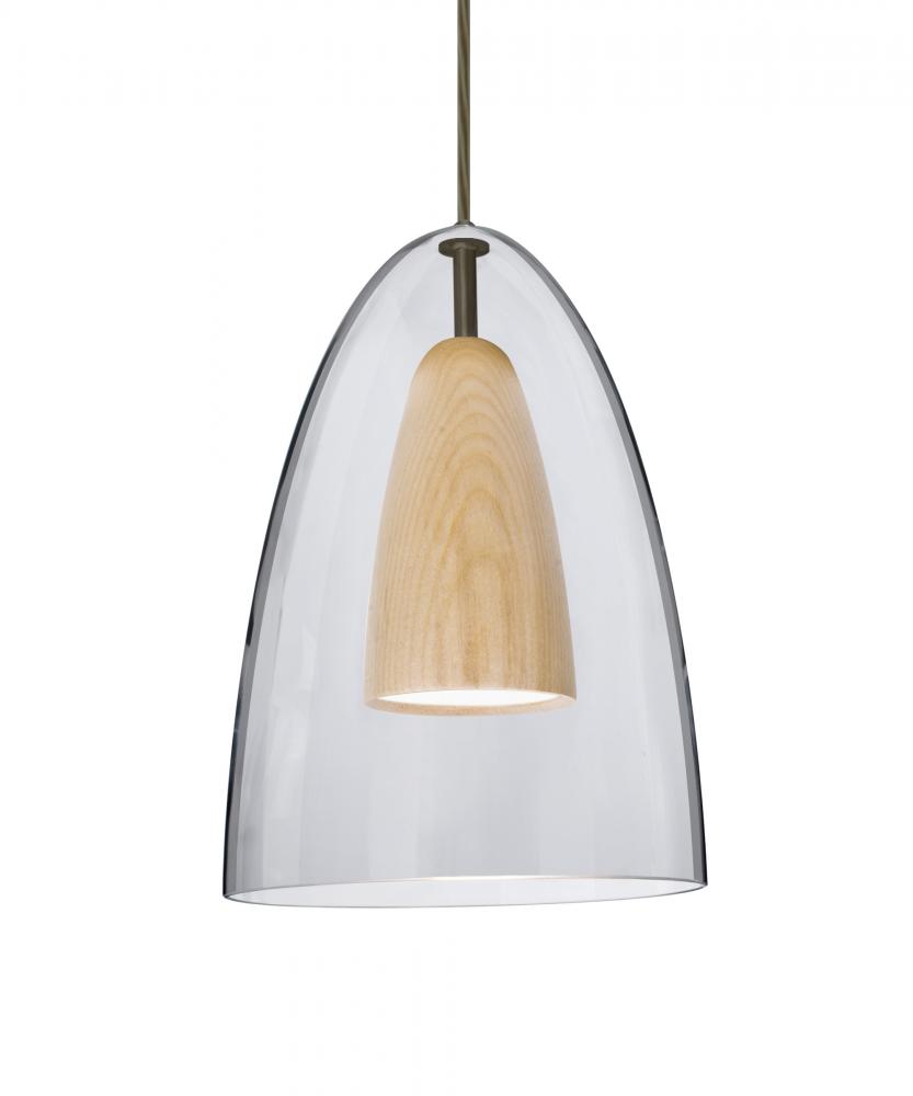 Besa, Dano Cord Pendant, Clear/Natural, Bronze Finish, 1x9W LED