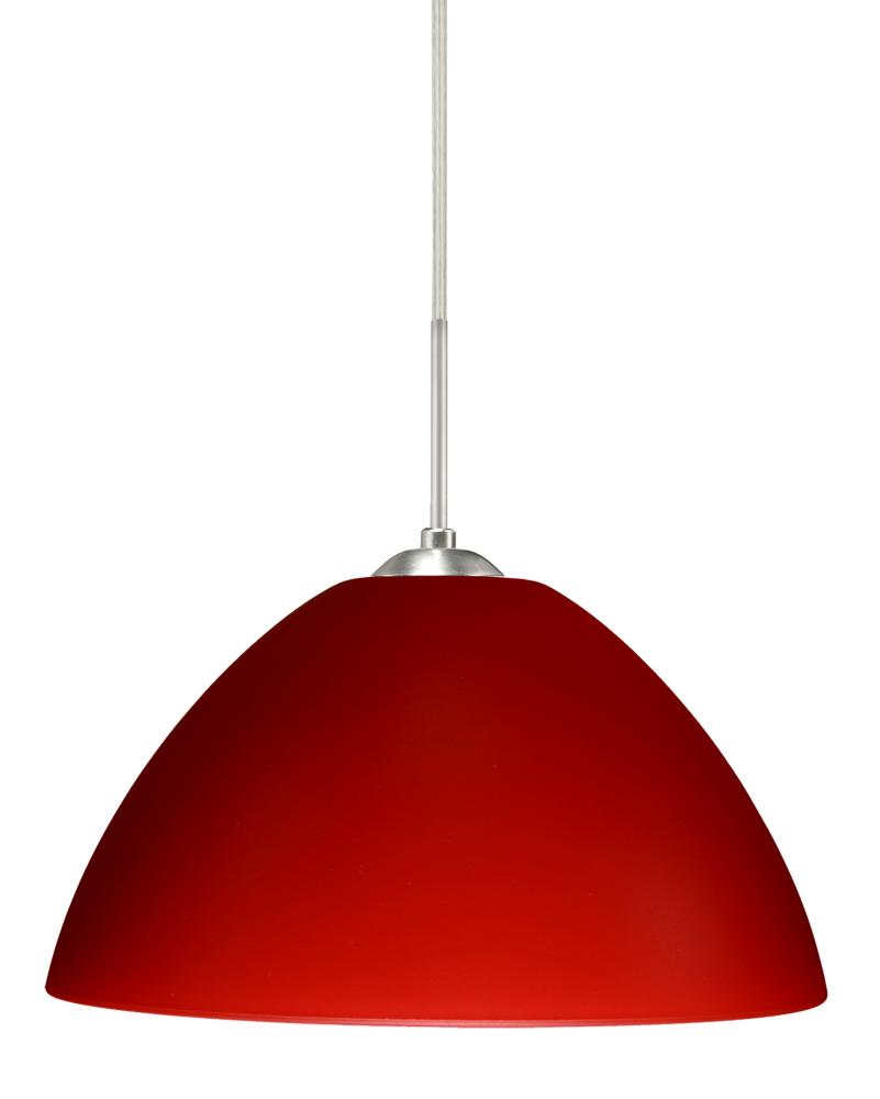 Besa Tessa Pendant Satin Nickel Red Matte 1x75W Medium Base