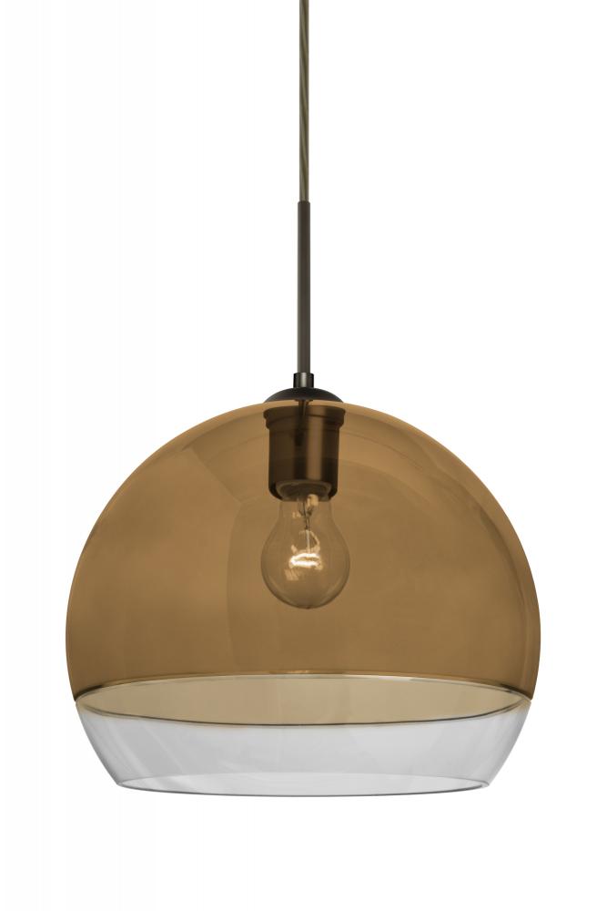 Besa, Ally 12 Cord Pendant, Amber/Clear, Bronze Finish, 1x60W Medium Base