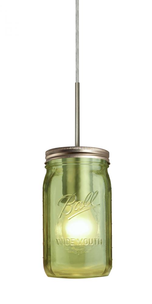 Besa Pendant Milo 4 Satin Nickel Green 1x40W Medium Base A15