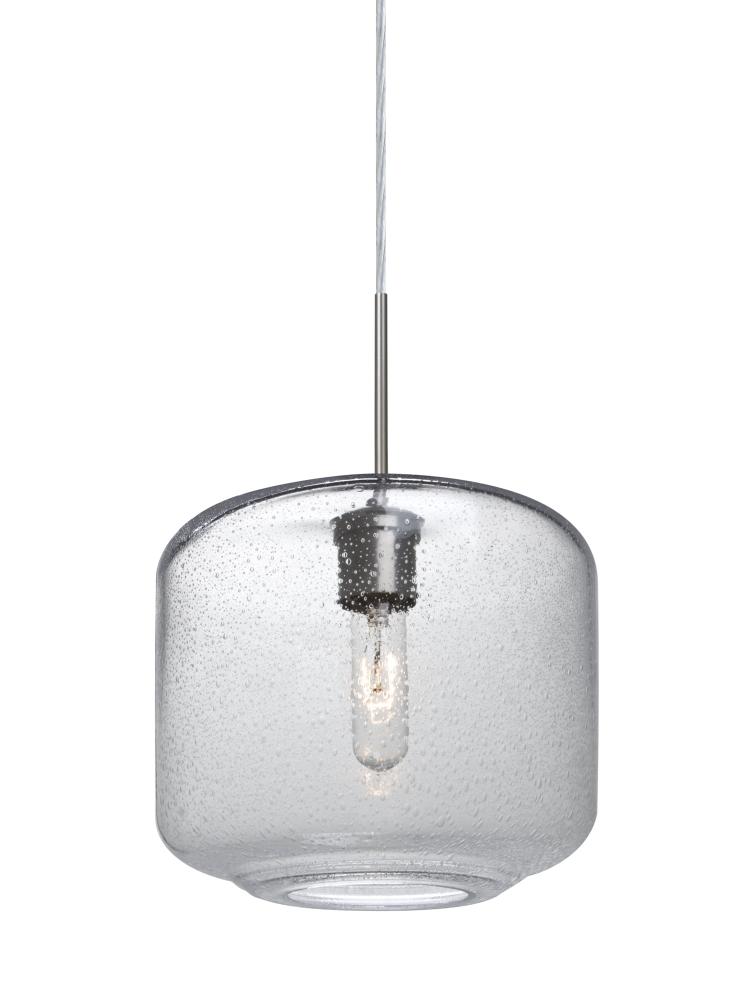 Besa Niles 10 Pendant, Clear Bubble, Satin Nickel Finish, 1x60W Medium Base T10