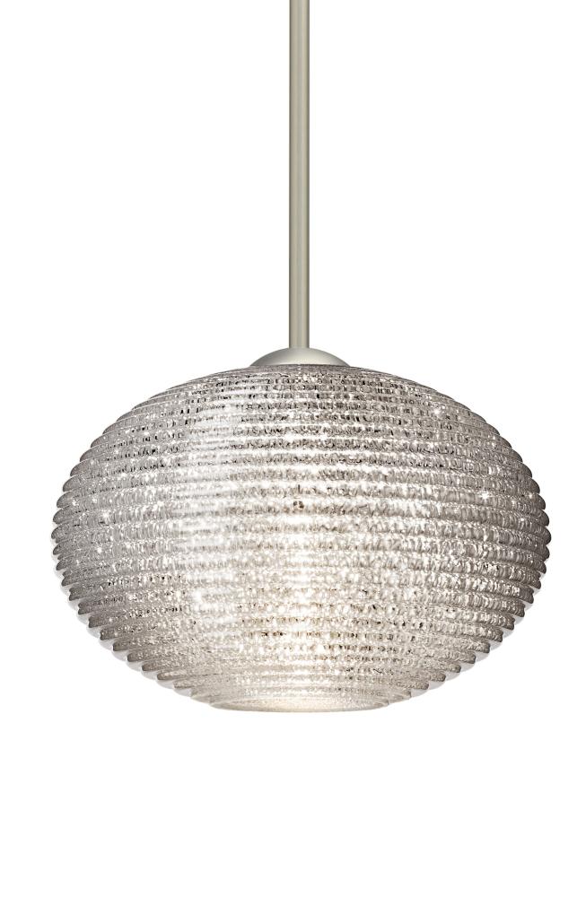 Besa Stem Pendant Pape 12 Satin Nickel Glitter 1x75W Medium Base