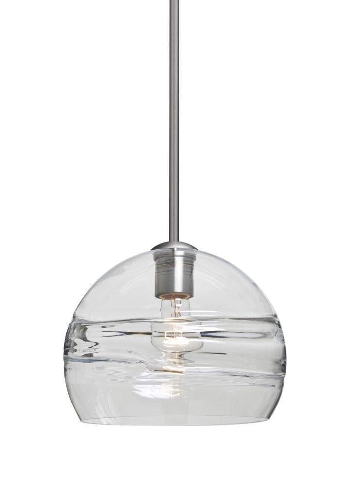 Besa Spirit 10 Pendant, Clear, Satin Nickel Finish, 1x60W Medium Base