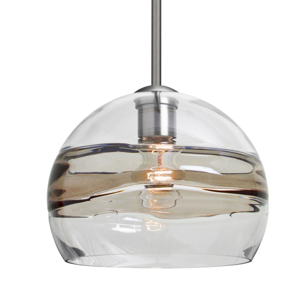 Besa Spirit 10 Pendant, Smoke/Clear, Satin Nickel Finish, 1x60W Medium Base