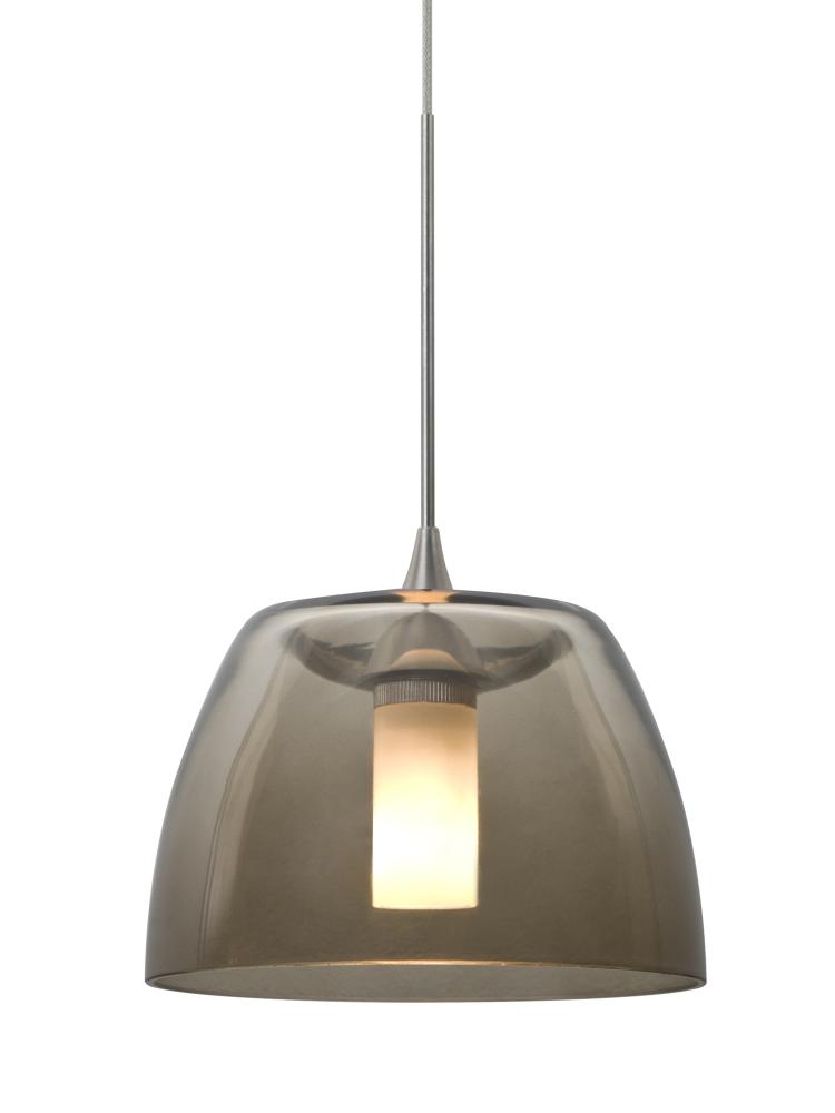 Besa Spur Cord Pendant, Smoke, Satin Nickel Finish, 1x35W Halogen