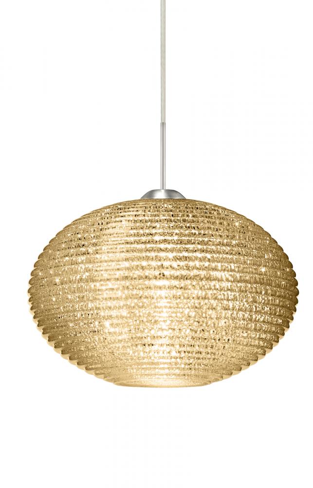 Besa Pendant Pape 12 Satin Nickel Gold Glitter 1x75W Medium Base