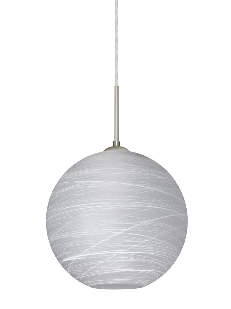 Besa Coco 10 Pendant, Cocoon, Satin Nickel Finish, 1x60W Medium Base