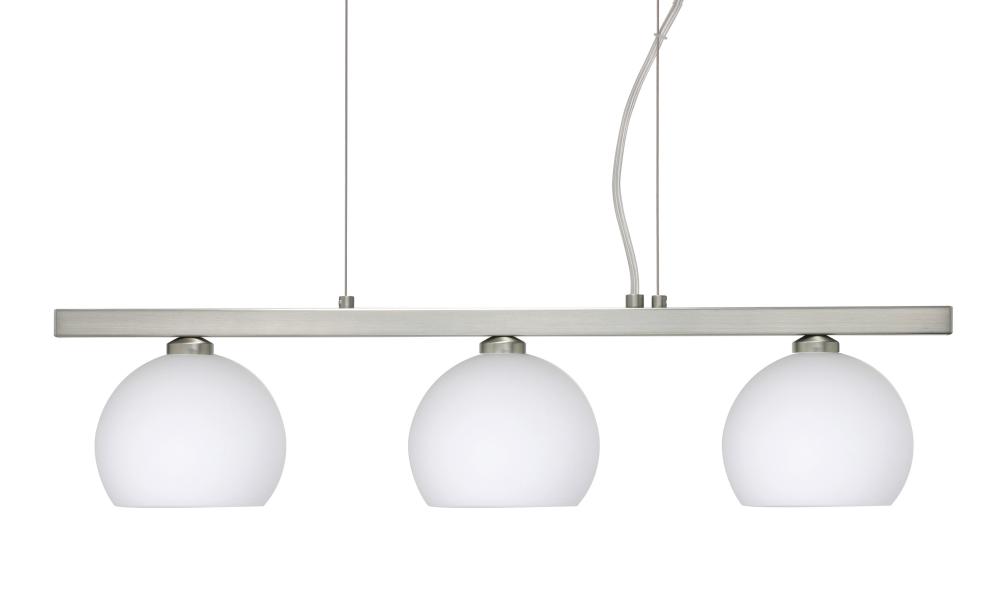 Besa, Palla 5 Linear Pendant, Opal Matte, Satin Nickel Finish, 3x5W LED