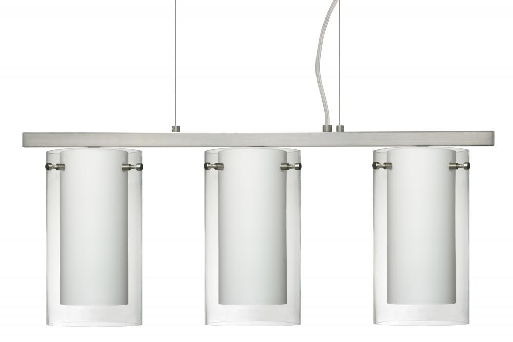 Besa Pahu 4 Pendant 3LP Clear/Opal Satin Nickel 3x5W LED