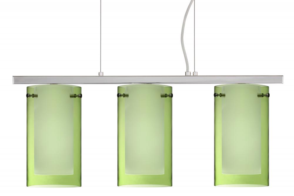 Besa Pahu 4 Pendant 3LP Transparent Olive/Opal Polished Nickel 3x5W LED