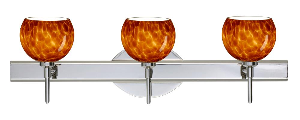 Besa, Palla 5 Vanity, Amber Cloud, Chrome Finish, 3x5W LED