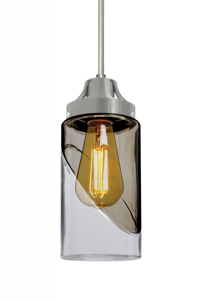 Besa, Blink Cord Pendant For Multiport Canopy, Trans. Smoke/Clear, Satin Nickel Finis